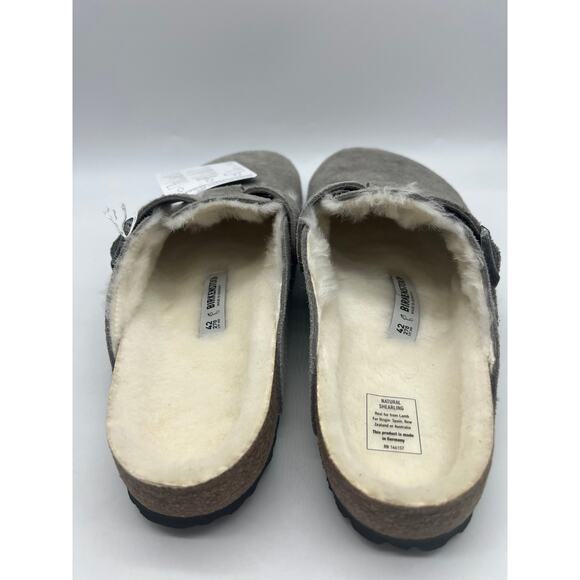 Birkenstock Boston Shearling Stone Coin Suede Leather Men's Size 9 New - Picture 7 of 16